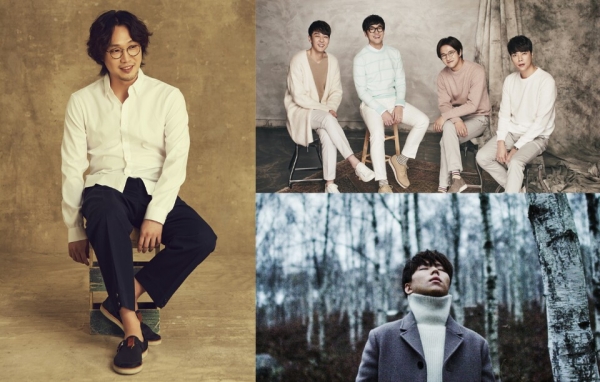 ▲가수 토마스쿡(좌측)과 그룹 스윗소로우(우측 상단), 정승환(사진=각 소속사)