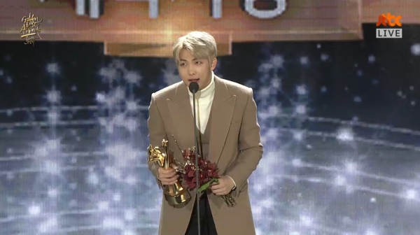 ▲그룹 방탄소년단 랩몬스터(사진='골든디스크' 방송화면)