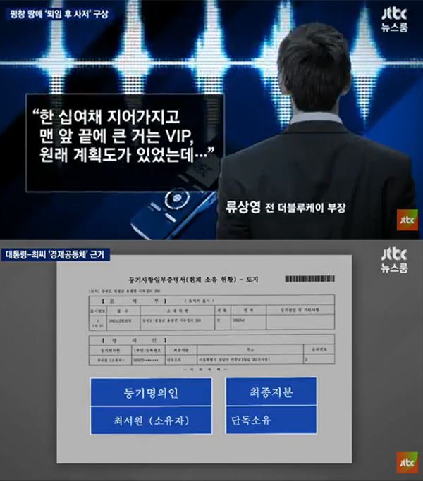 ▲'jtbc뉴스룸' 류상영 통화내용 보도(사진=JTBC)