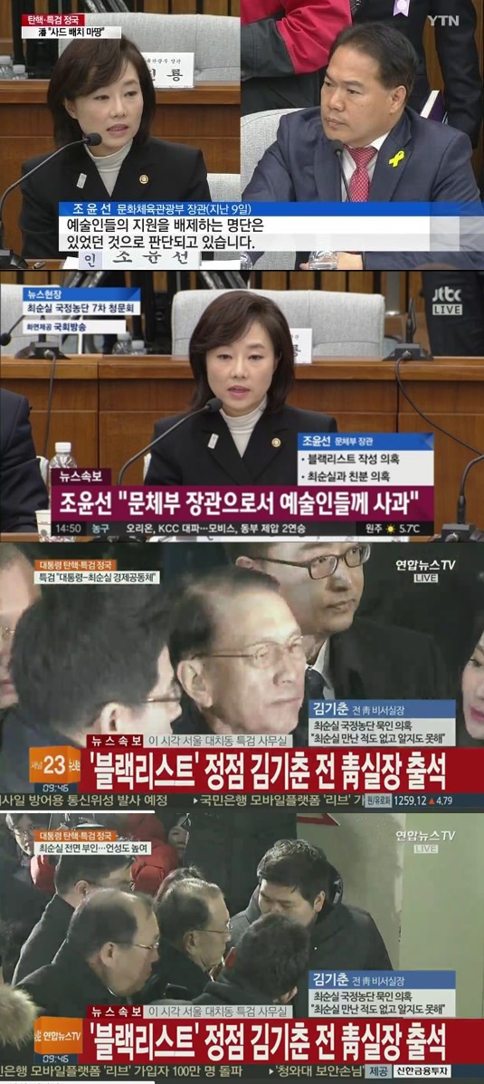 (▲YTN '연합뉴스' 김기춘, 조윤선 )