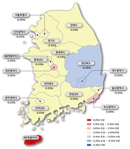 ▲시도별 아파트 매매가격지수 변동률(자료=한국감정원)