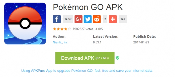 (출처=구글플레이 'Pokemon GO APK')