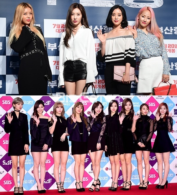 ▲걸그룹 원더걸스(상단)와 트와이스(사진=윤예진 기자 yoooon@)