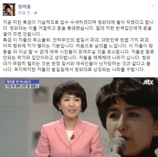 (▲JTBC '뉴스룸' 정미홍 페이스북)