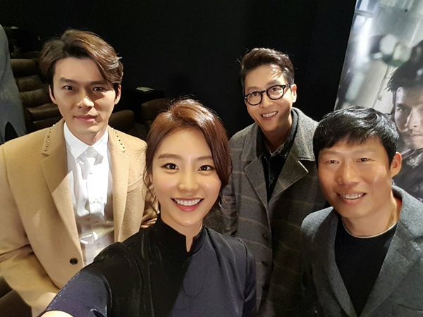 ▲배우 현빈, 강소연, 김주혁, 유해진(사진=강소연 인스타그램)