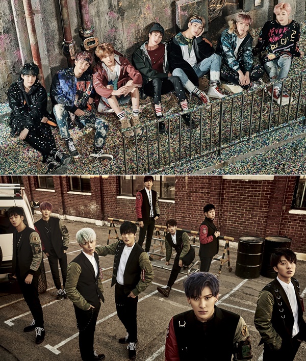 ▲그룹 방탄소년단(위쪽)과 SF9(사진=각 소속사)