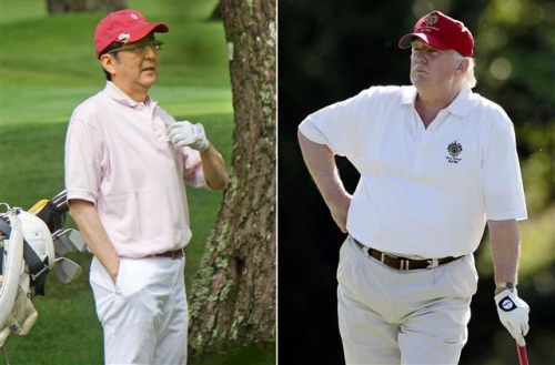 ▲아베 신조 일본 총리(왼쪽)와 도널드 트럼프 미국 대통령. AP연합뉴스