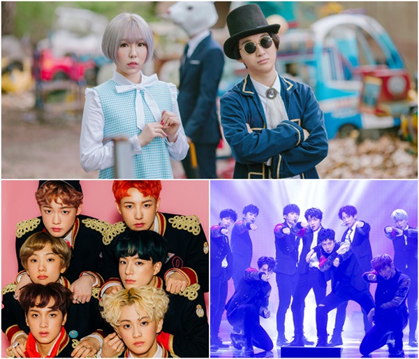 ▲신현희와 김루트(위), NCT드림(아래 왼쪽), SF9(사진=각 소속사)