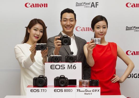 ▲캐논코리아가 16일 한국 프레스센터에서 2017 상반기 전략 신제품 카메라 4종을 발표했다.(사진제공=캐논코리아)