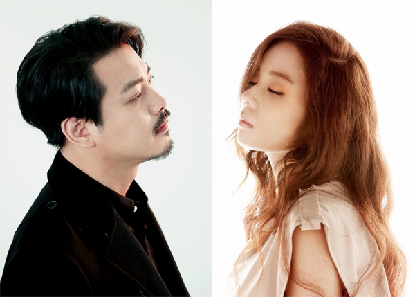 ▲버즈 윤우현(왼쪽)과 럼블피쉬 최진이(사진=산타뮤직)