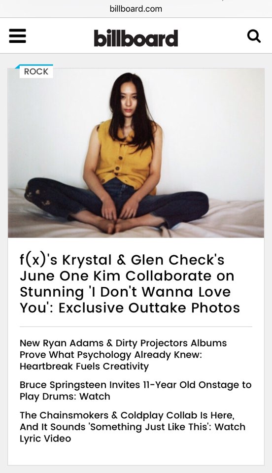 ▲미국의 유력 음악매체 빌보드가 김준원X크리스탈의 컬래버레이션을 소개했다(사진=빌보드 홈페이지)