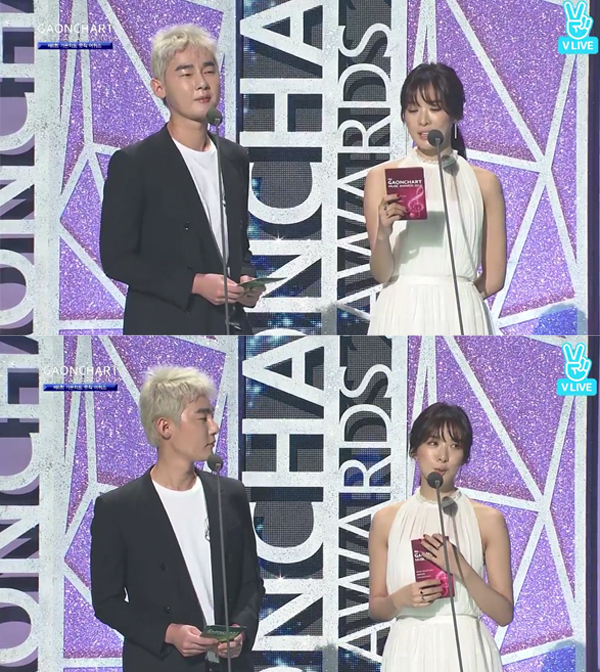 ▲'가온차트뮤직어워즈' 허지웅-이청아(사진=네이버 V LIVE)