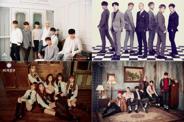 ▲(왼쪽 위부터 시계방향)그룹 빅톤, 비투비, BAP, 여자친구 (사진=각 소속사)