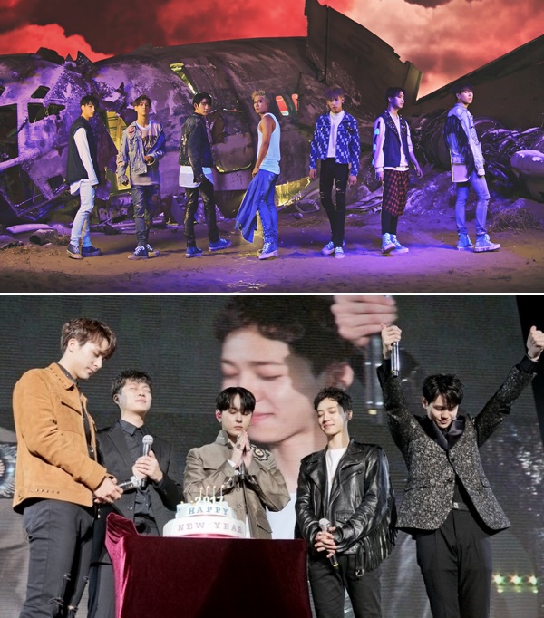 ▲그룹 갓세븐(위), 하이라이트(사진=JYP엔터테인먼트, 어라운드어스)