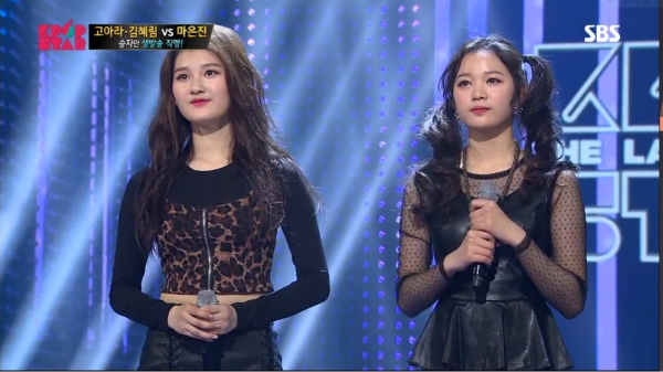 ▲참가자 고아라(왼쪽)와 김혜림(사진=SBS 'K팝스타6')