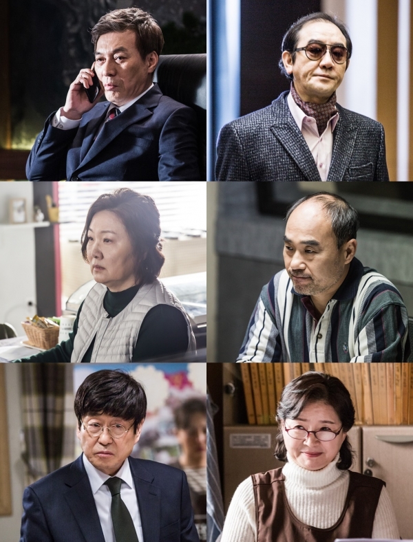 ▲'귓속말'에 출연하는 김갑수 김홍파 강신일 원미경 김창완 김해숙(좌측 상단부터 시계방향)(사진=SBS '귓속말')