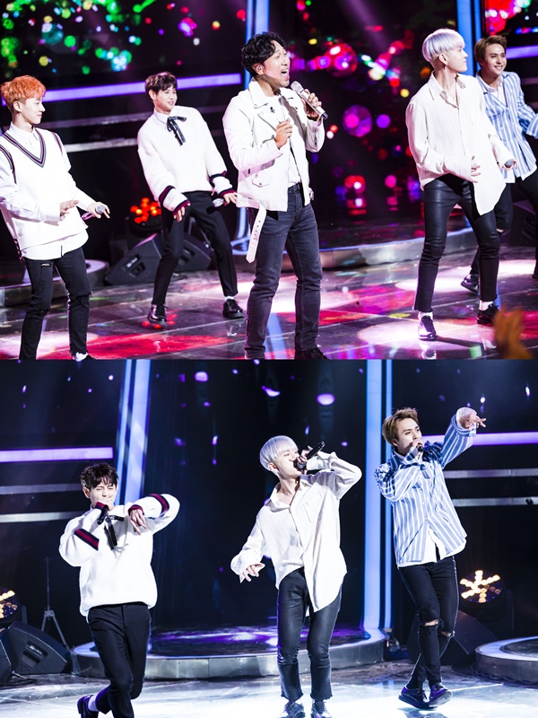 ▲'판타스틱 듀오2'에서 이문세와 컬래버레이션을 선보이는 그룹 하이라이트(사진=SBS)