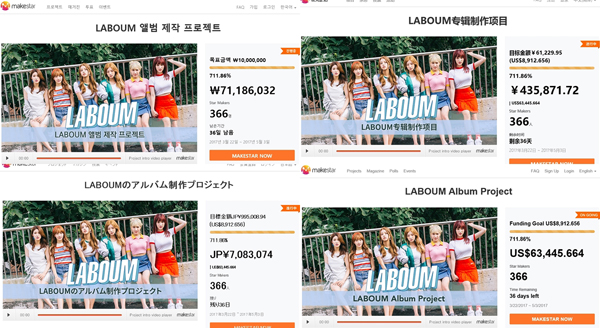 ▲걸그룹 라붐 크라우드 펀딩 관련 자료 캡처 (사진=메이크스타)