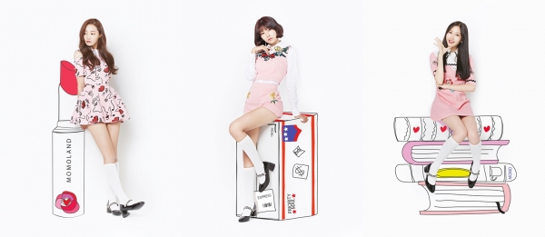 ▲(왼쪽부터) 걸그룹 모모랜드 연우, 혜빈, 나윤(사진=더블킥컴퍼니)
