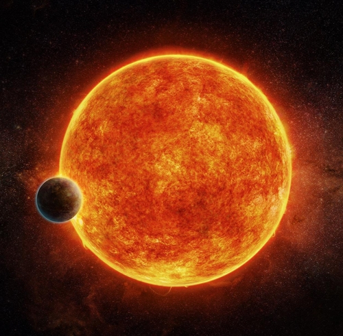 ▲왜성 'LHS 1140'과 그 주위를 도는 행성 LHS 1140b의 모습을 표현한 그림.(연합뉴스)