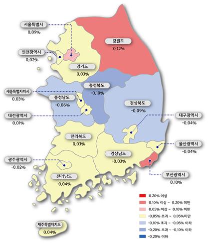 ▲시도별 아파트 매매가격지수 변동률(자료=한국감정원)