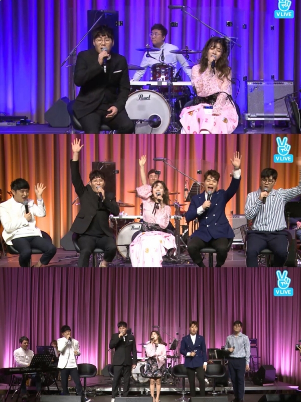 ▲더바이브엔터테인먼트 소속 아티스트들(사진=V앱 방송화면)