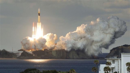 ▲일본의 다네가시마 우주센터에서 1월 24일(현지시간) H-2A 로켓이 발사되고 있다. 다네가시마/AP뉴시스 