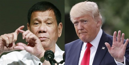 ▲왼쪽: 로드리고 두테르테 필리핀 대통령. 오른쪽: 도널드 트럼프 미국 대통령. AP뉴시스 