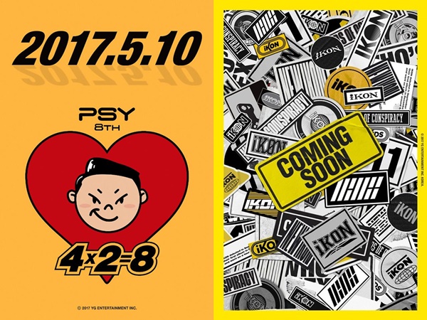 ▲싸이 컴백 포스터, 아이콘 컴백 포스터(사진=YG엔터테인먼트)