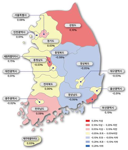 ▲시도별 아파트 매매가격지수 변동률(자료=한국감정원)