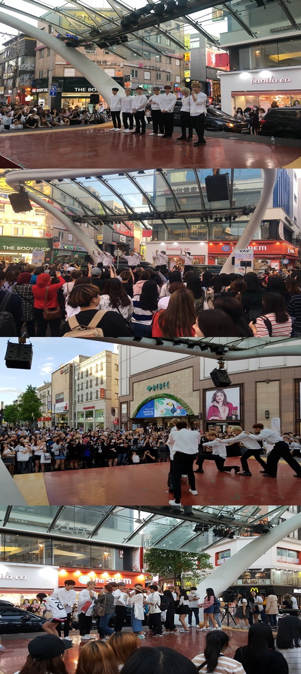 ▲대구 동성로에서 거리 공연을 펼친 그룹 VAV(사진=A Team)