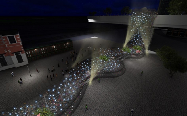 ▲‘서울로 7017’ 개장일인 오는 20일 신발 3만 켤레로 만든 높이 17m, 길이 100m의 대형 설치미술 작품인 ‘슈즈트리’(사진)가 서울역 광장에 전시된다.
(사진제공=서울시)