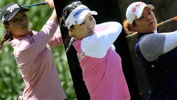 ▲리디아 고, 유소연, 에리야 쭈타누깐(왼쪽부터) 사진=LPGA