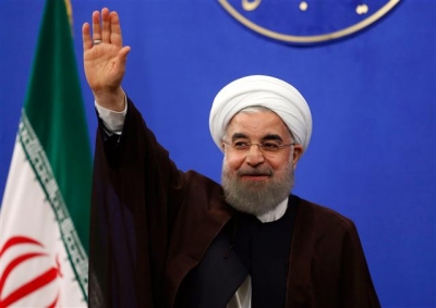 ▲하산 로하니 이란 대통령이 20일(현지시간) 승리 연설을 했다. 출처 = EPA연합뉴스