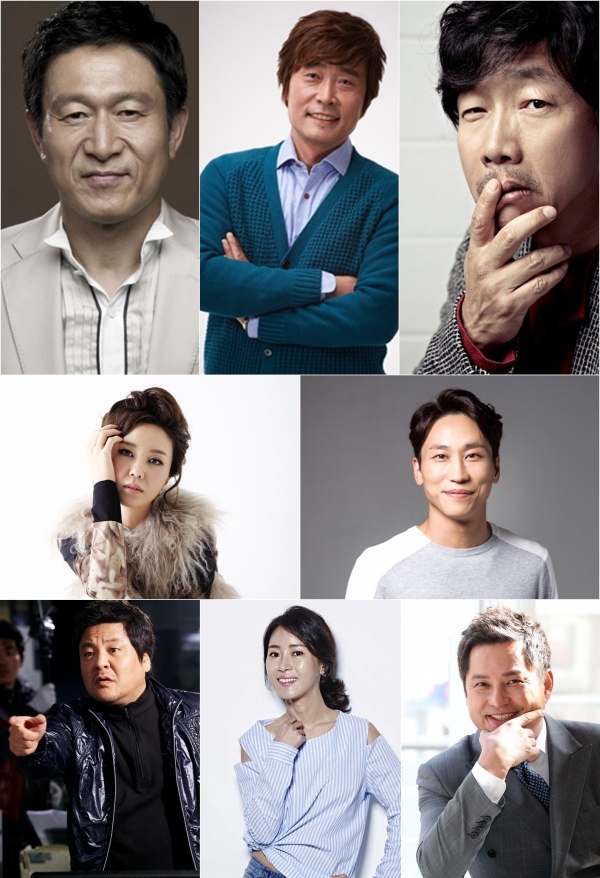 ▲'학교2017' 출연진(출처=김응수(얼반웍스이엔티), 이재용(어베인뮤직엔터테인먼트), 박철민(더피움), 조미령(점프엔터테인먼트), 민성욱(제이와이드컴퍼니), 성지루(KBS), 김희정(제이와이드컴퍼니), 이종원(젤리피쉬엔터테인먼트))