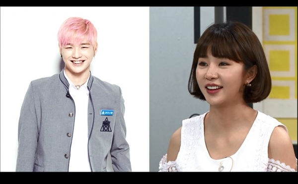 ▲그룹 워너원 강다니엘(왼쪽)과 피에스타 차오루(사진=MBC에브리원)