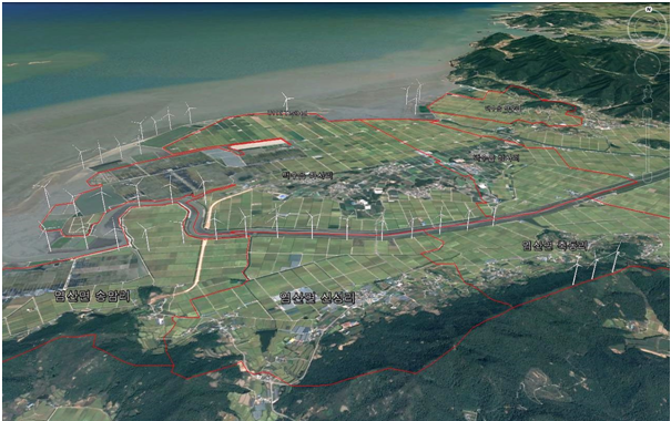 ▲SK증권은 전남 영광군 백수읍 일대에 80MW 규모의 풍력발전기를 설치하는 영광풍력발전소 건설사업의 금융자문주선을 완료했다. 사진제공=SK증권