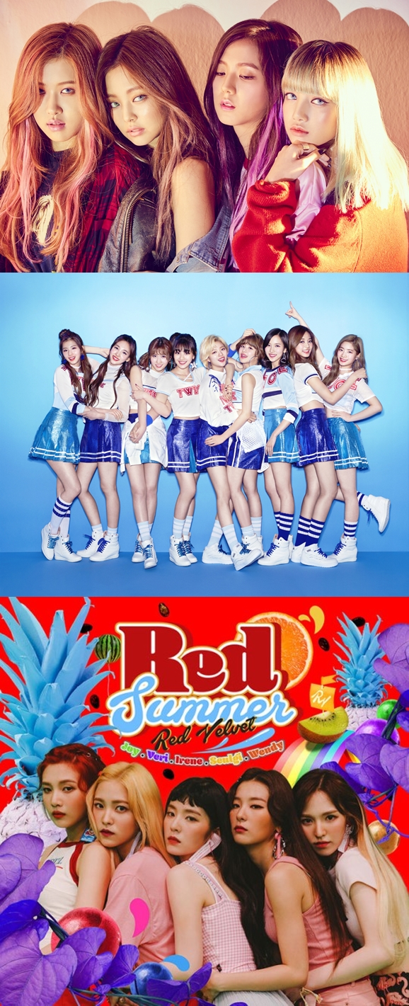 ▲블랙핑크, 트와이스, 레드벨벳(출처=YG엔터테인먼트, JYP엔터테인먼트, SM엔터테인먼트)