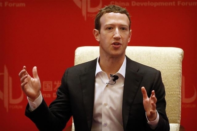 ▲마크 저커버그 페이스북 CEO가 작년 3월 19일(현지시간) 중국 베이징에서 열린 포럼에서 연설하고 있다. 사진 = AP뉴시스

