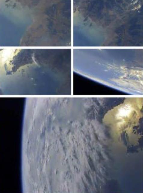 ▲북한이 5월 21일 발사한 탄도미사일 ‘북극성2’에 탑재된 카메라가 지상의 모습을 촬영해 보여주고 있다. 뉴시스