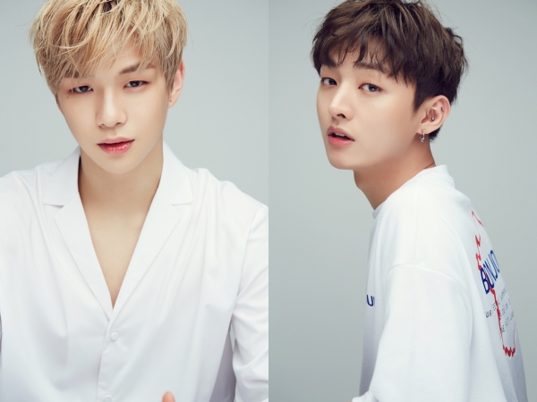 ▲그룹 워너원 강다니엘(왼쪽), 윤지성(사진=YMC엔터테인먼트)