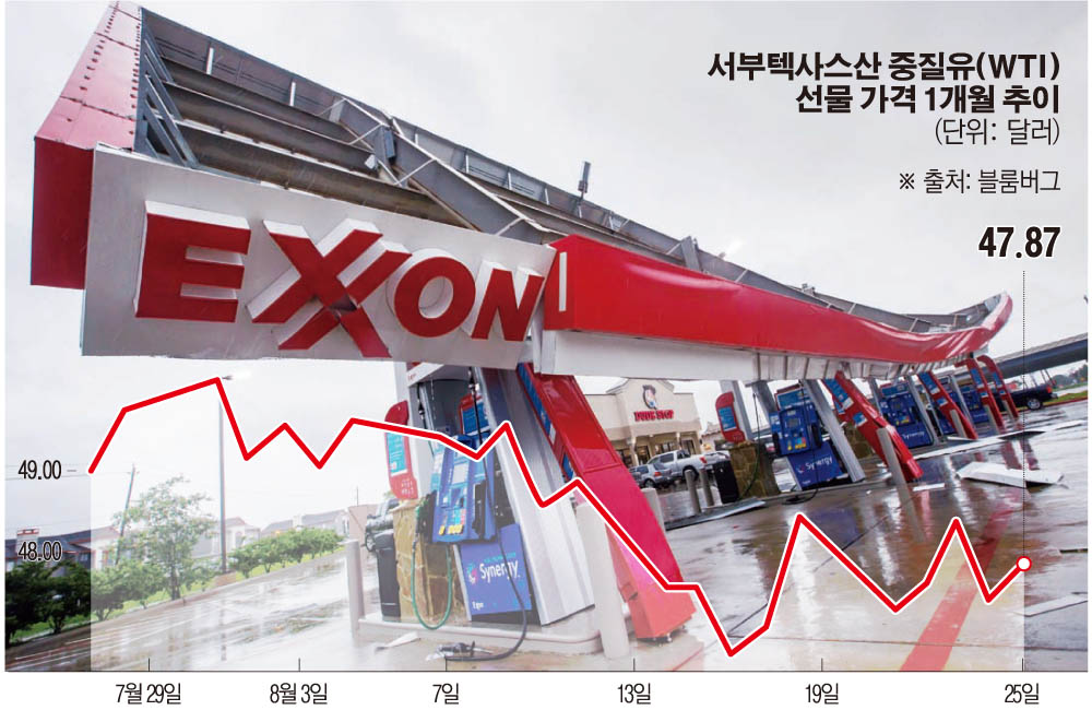 ▲허리케인 ‘하비'가 텍사스주를 강타한 가운데 27일(현지시간) 웹스터 지역의 한 주유소 시설이 무너진 모습. AP뉴시스