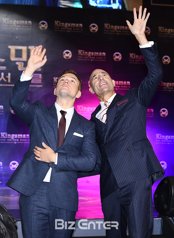 ▲태런 에저튼, 마크 스트롱(사진=고아라 기자 iknow@)