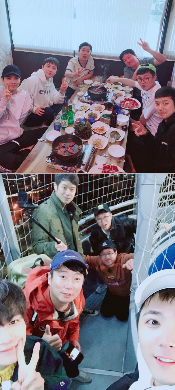 ▲김종현(왼), 이홍기, 이수근, 정형돈, 박성광, 천정명(출처=이홍기SNS)