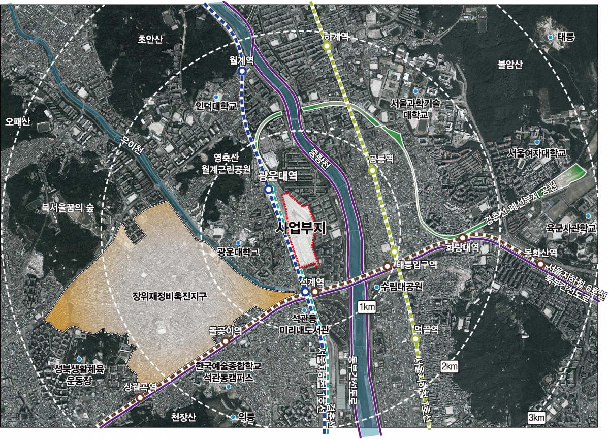 ▲광운대 역세권 개발 부지 위치도(사진=현대산업개발)
