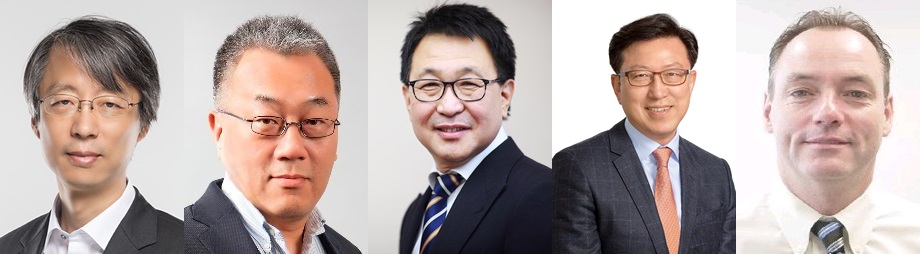 ▲왼쪽부터 진교영 메모리 사업부장, 강인엽 시스템LSI 사업부장, 정은승 파운드리 사업부장, 황득규 중국삼성 사장, 팀백스터 사장