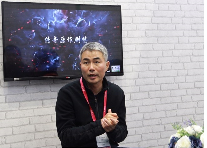 ▲장현국 위메이드 엔터테인먼트 대표가 중국 시장의 모바일 게임 시장 전망에 대해 이야기하고 있다. (사진제공 위메이드엔터테인먼트)