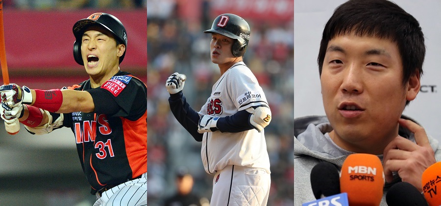 ▲(왼쪽부터 순서대로) 손아섭, 민병헌, 김현수(뉴시스)