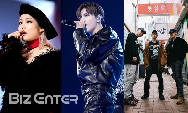 ▲(왼쪽부터)가수 미료, 태민, 리듬파워 (사진=비즈엔터DB, SM엔터테인먼트, 아메바컬쳐)