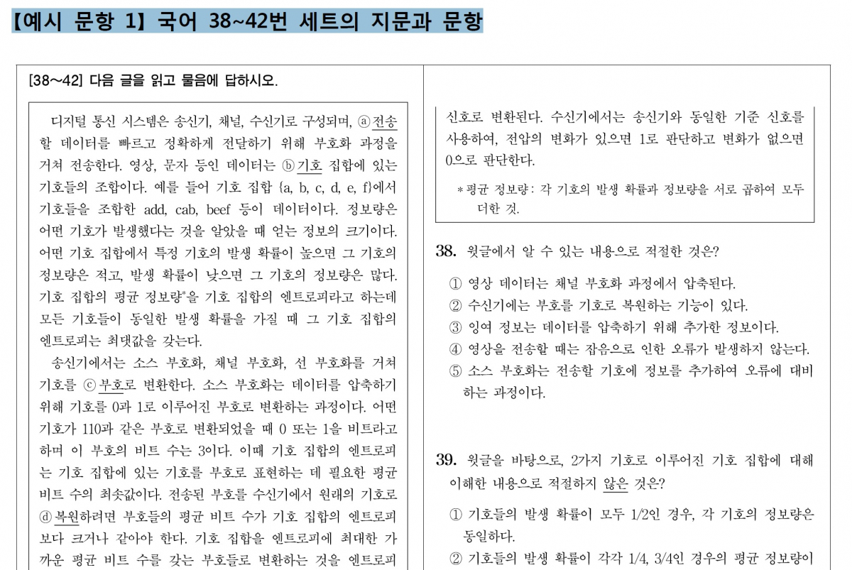 ▲EBS 연계 예시 문항(수능출제본부)